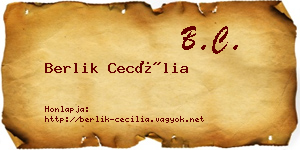 Berlik Cecília névjegykártya